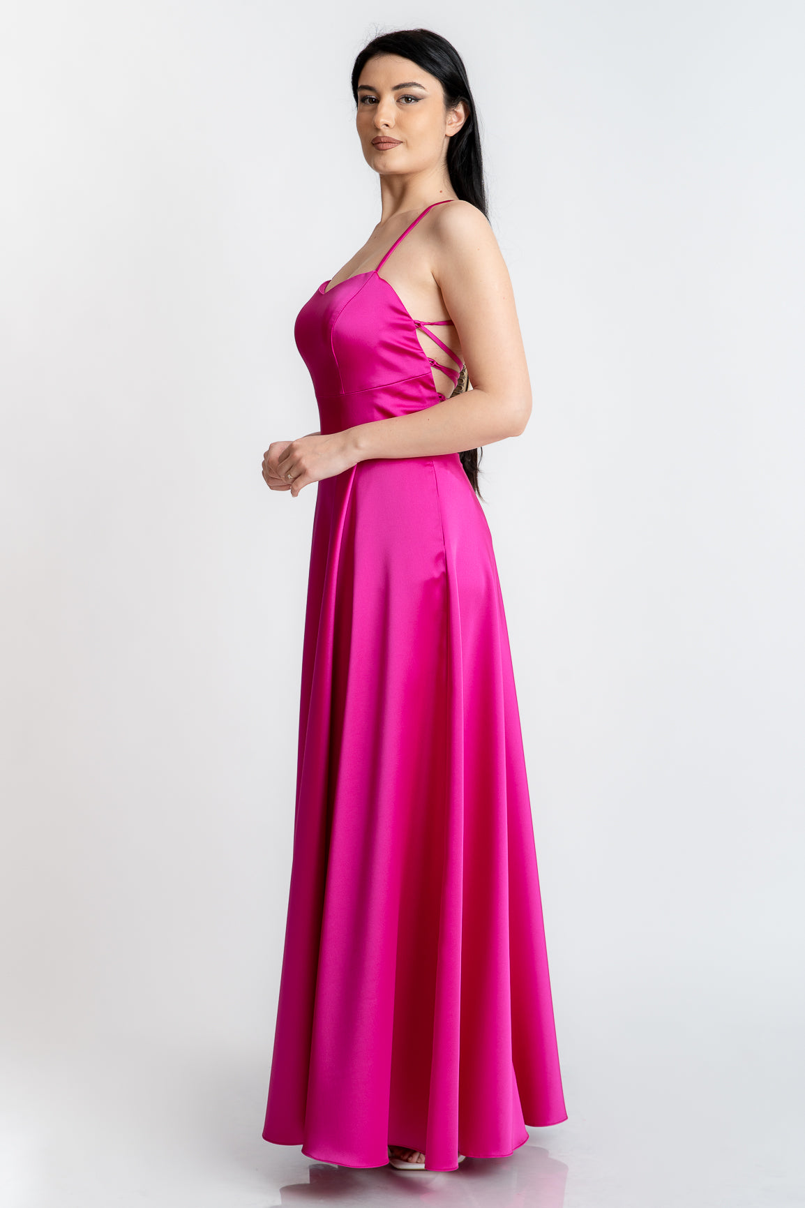 Rochie lunga cu spatele gol, fuxia