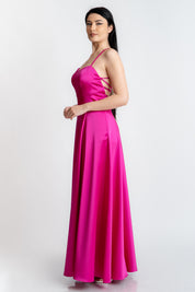Rochie lunga cu spatele gol, fuxia