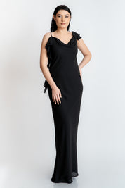 Rochie din voal cu volane, neagra