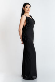Rochie din voal cu volane, neagra