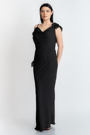 Rochie din voal cu volane, neagra