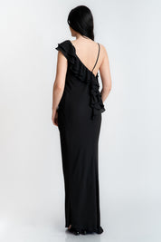 Rochie din voal cu volane, neagra
