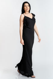 Rochie din voal cu volane, neagra
