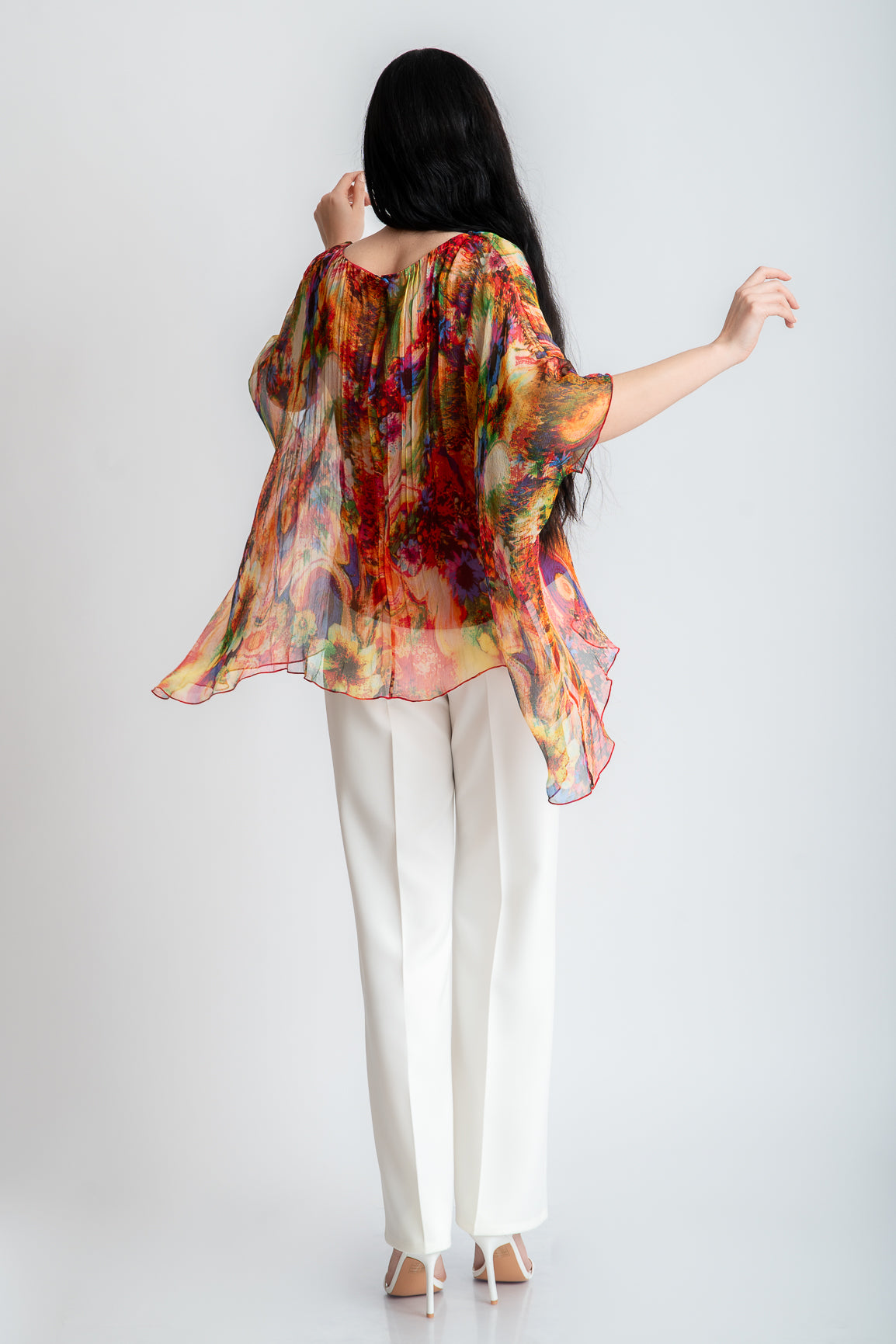 Bluza din matase imprimata, rosie