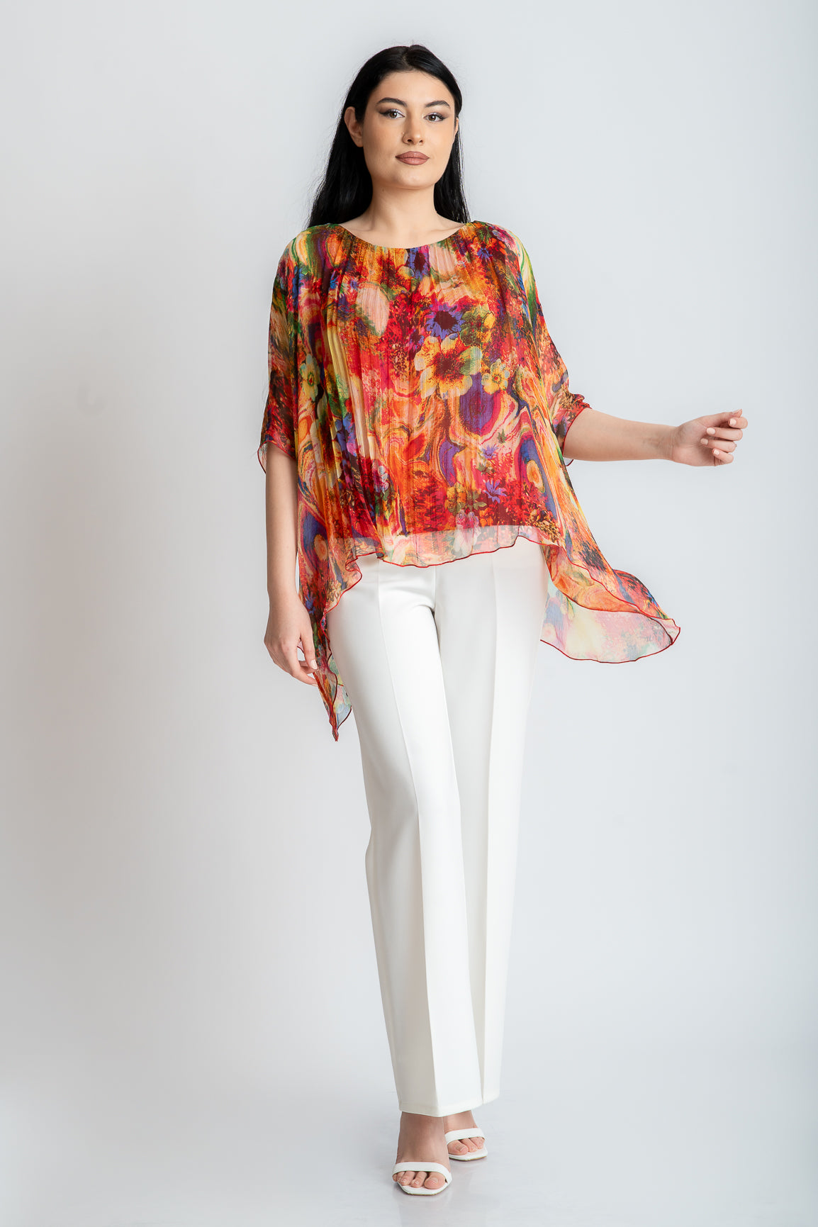 Bluza din matase imprimata, rosie