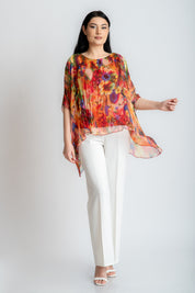 Bluza din matase imprimata, rosie