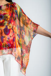 Bluza din matase imprimata, rosie