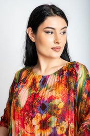 Bluza din matase imprimata, rosie