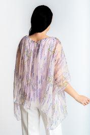 Bluza din matase imprimata, lavanda