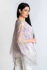 Bluza din matase imprimata, lavanda