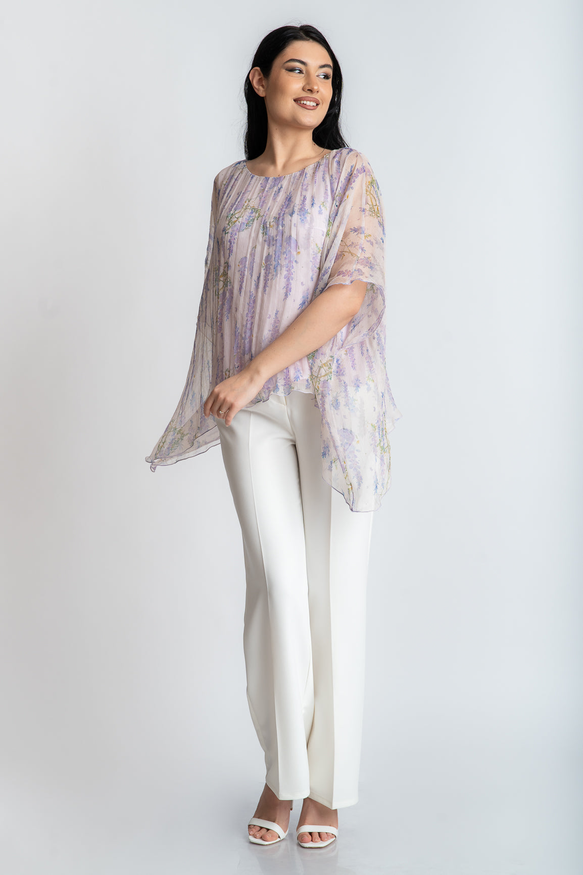 Bluza din matase imprimata, lavanda