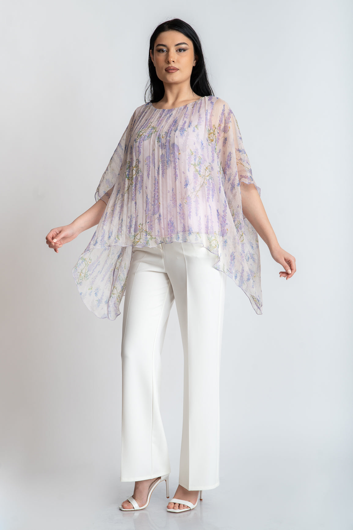 Bluza din matase imprimata, lavanda