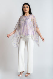 Bluza din matase imprimata, lavanda