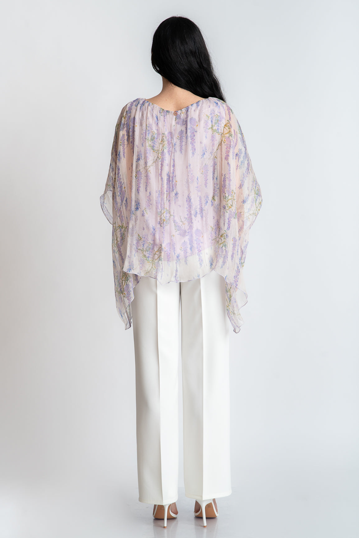 Bluza din matase imprimata, lavanda