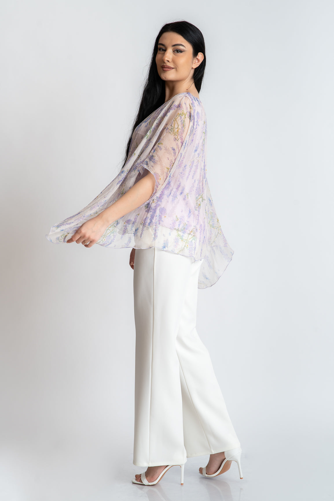 Bluza din matase imprimata, lavanda