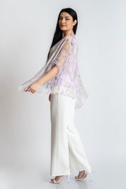 Bluza din matase imprimata, lavanda