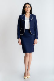 Sacou cu perle, bleumarin