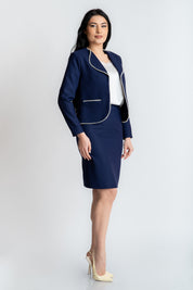 Sacou cu perle, bleumarin