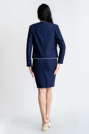 Sacou cu perle, bleumarin