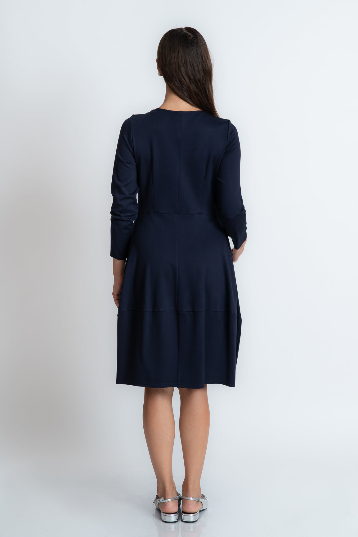 Rochie casual bleumarin cu buzunare