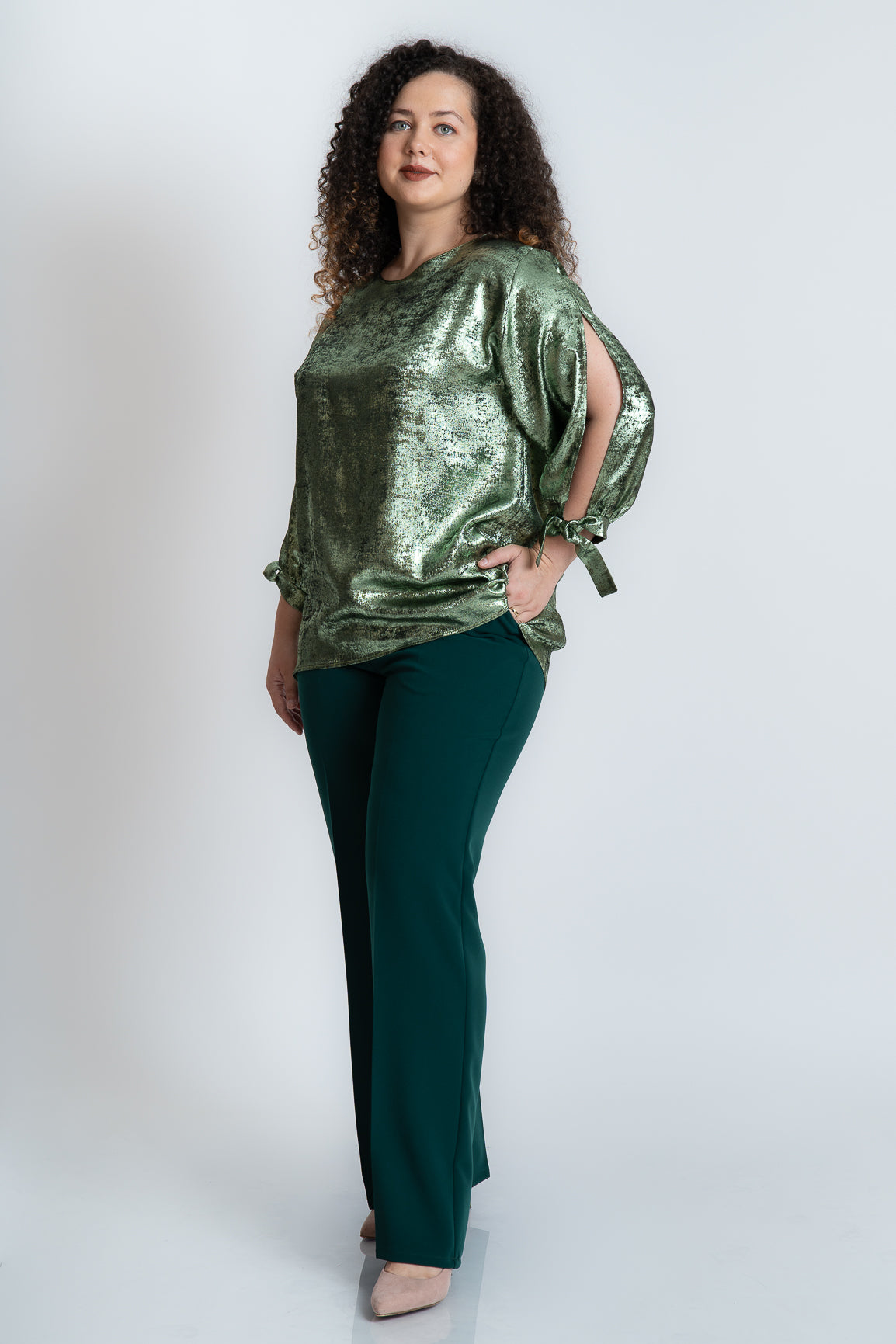 Bluza din lurex verde