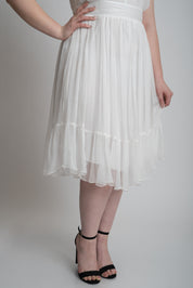 Rochie din matase cu volane, alba