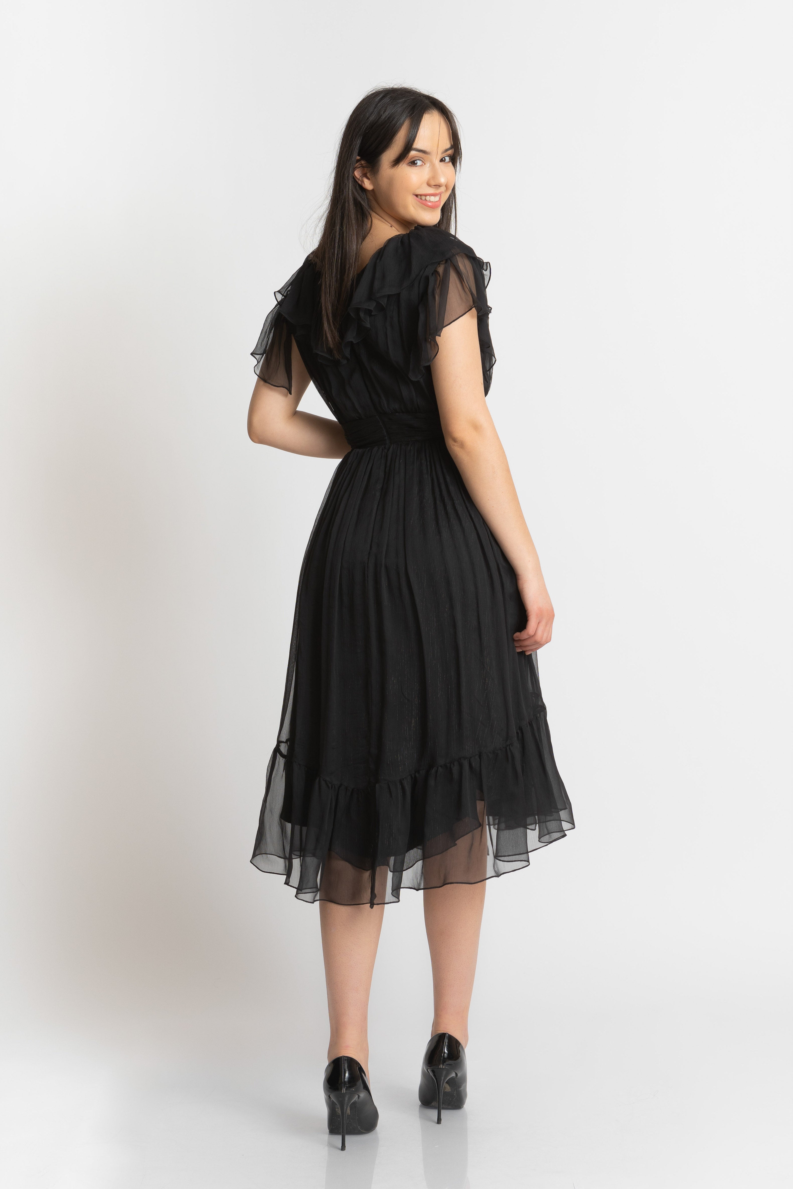 Rochie neagra din matase