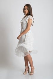 Rochie din matase cu volane, alba