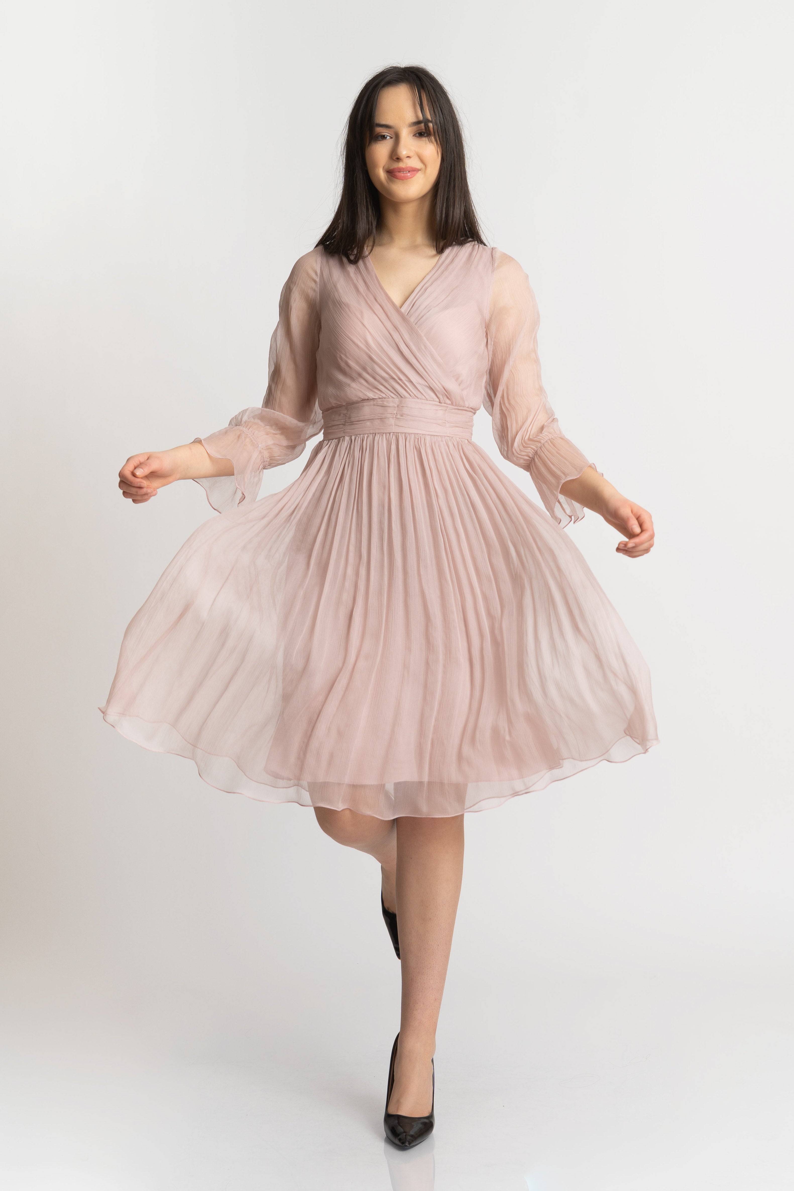 Rochie din matase roz