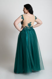 Rochie cusuta manual verde marimi mari
