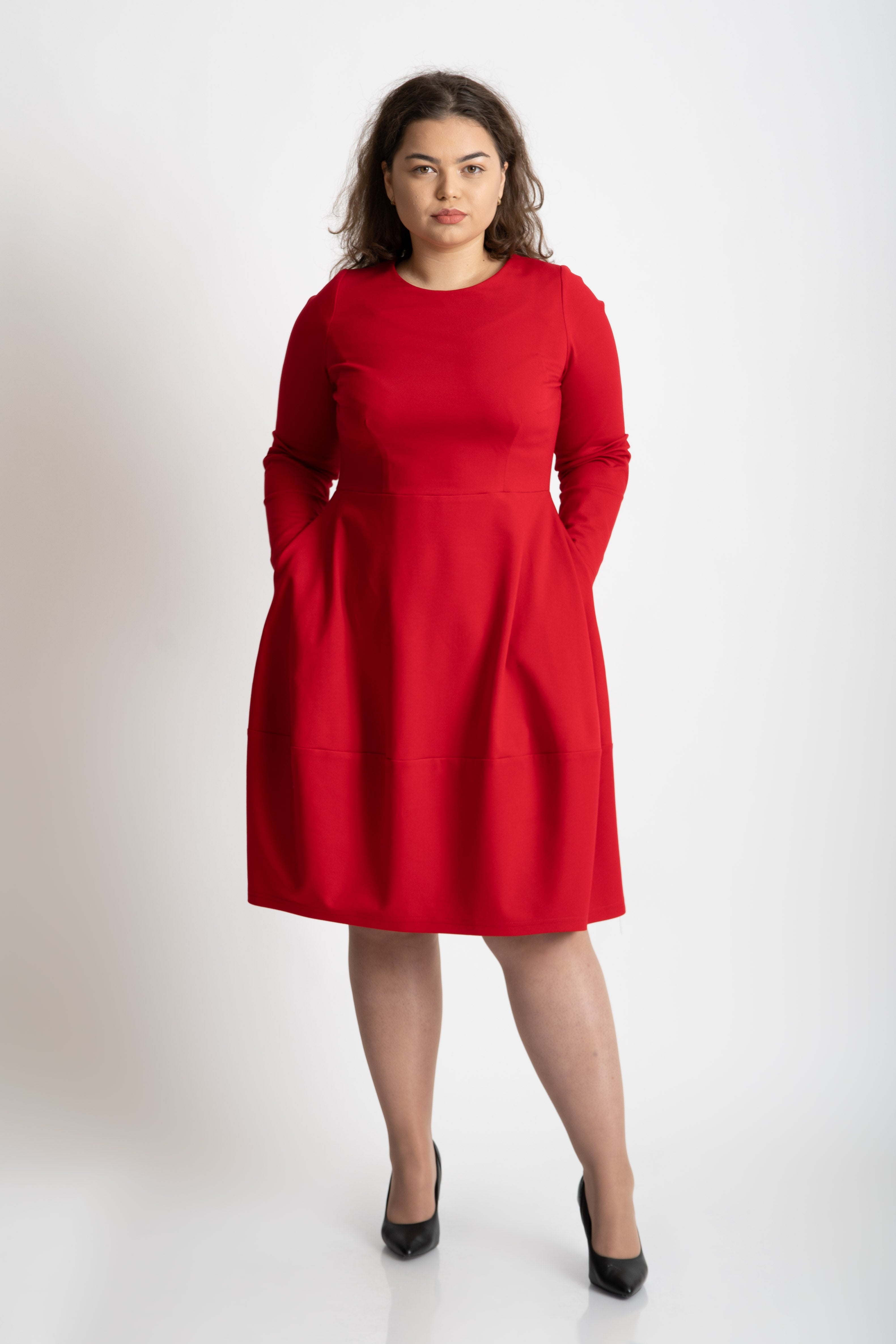 Rochie cu buzunare rosie