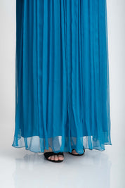 Rochie din matase lunga turcoaz