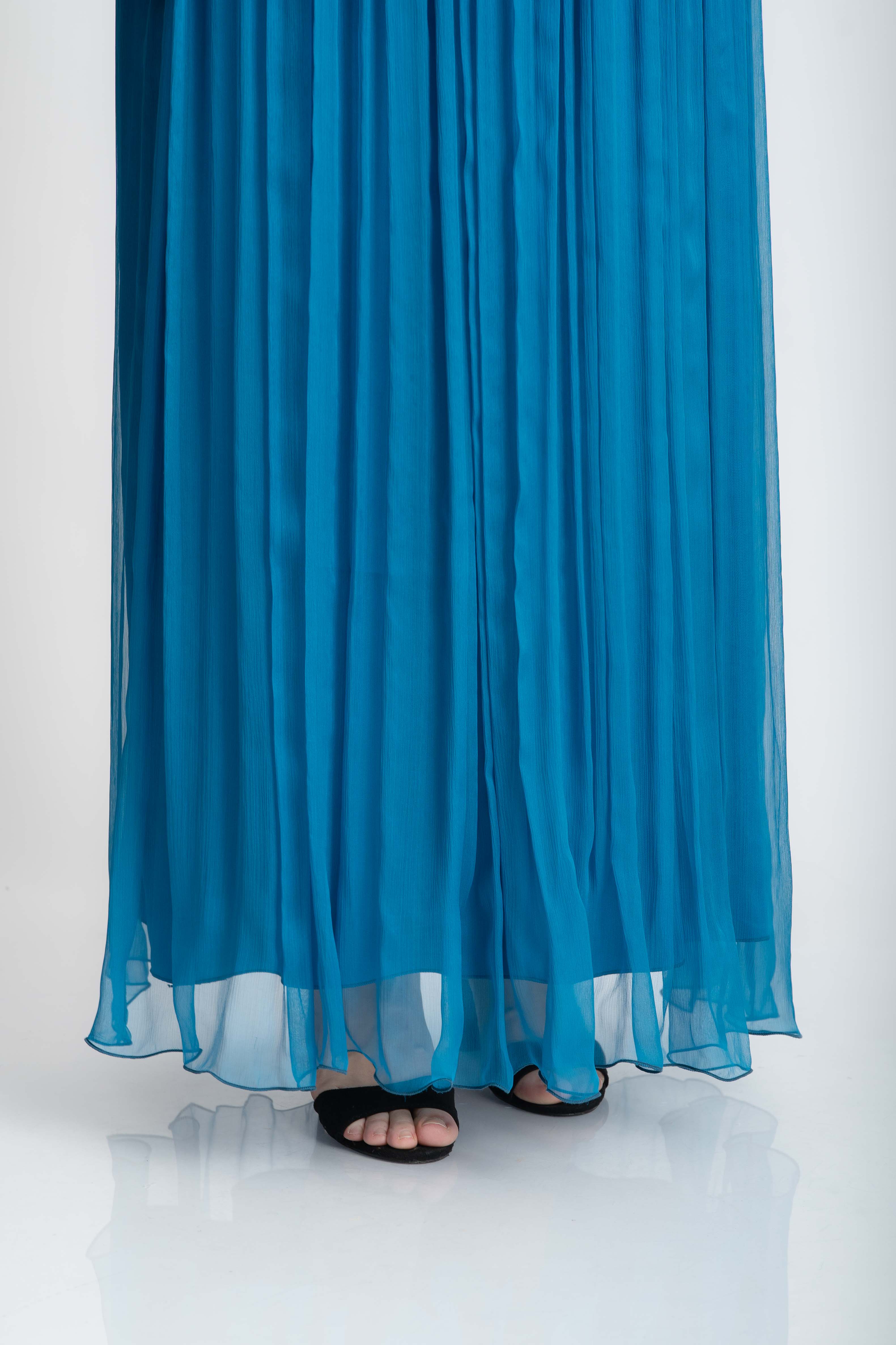 Rochie din matase lunga turcoaz