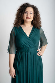 Rochie din matase lunga, verde