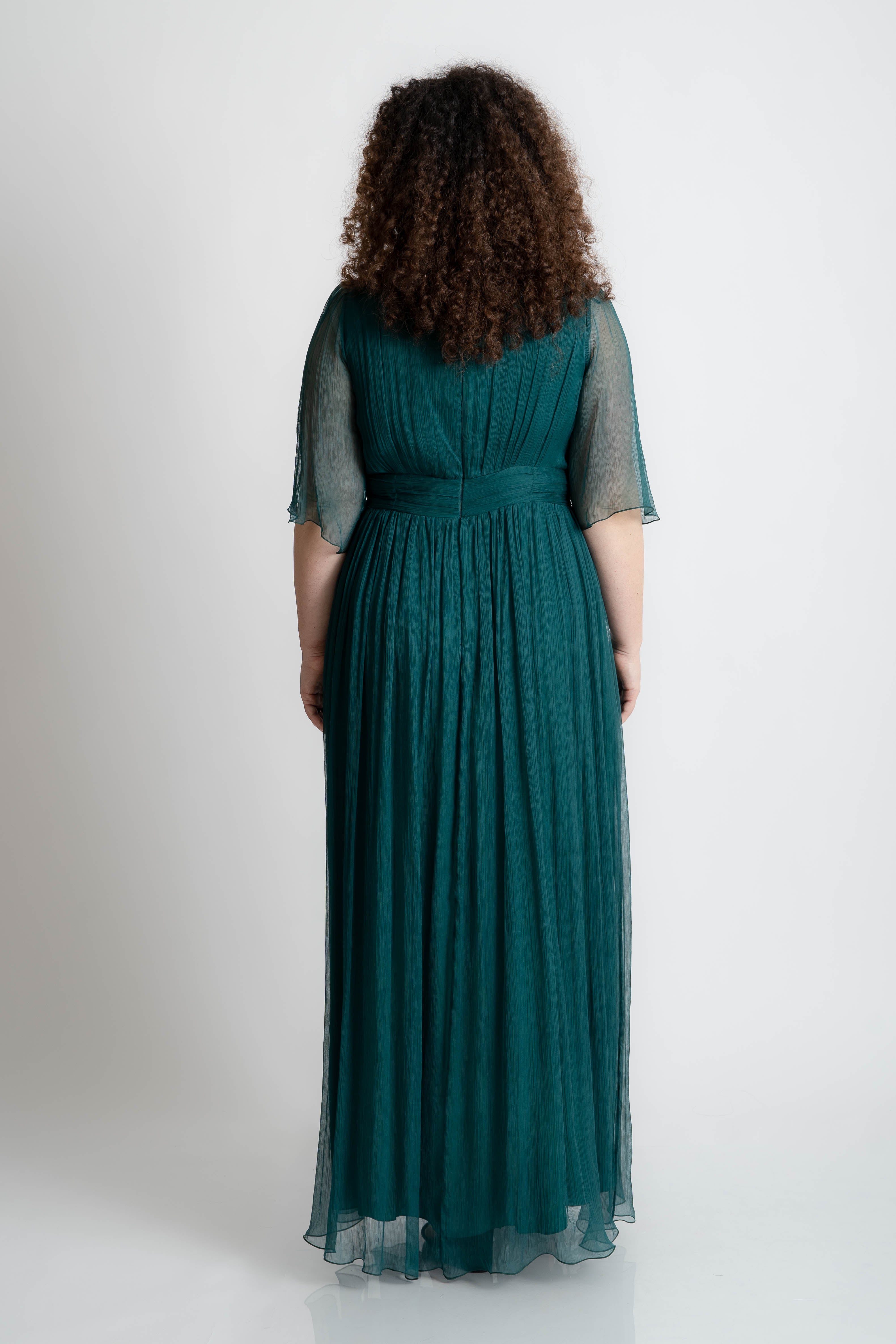 Rochie din matase lunga, verde