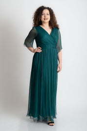 Rochie din matase lunga, verde
