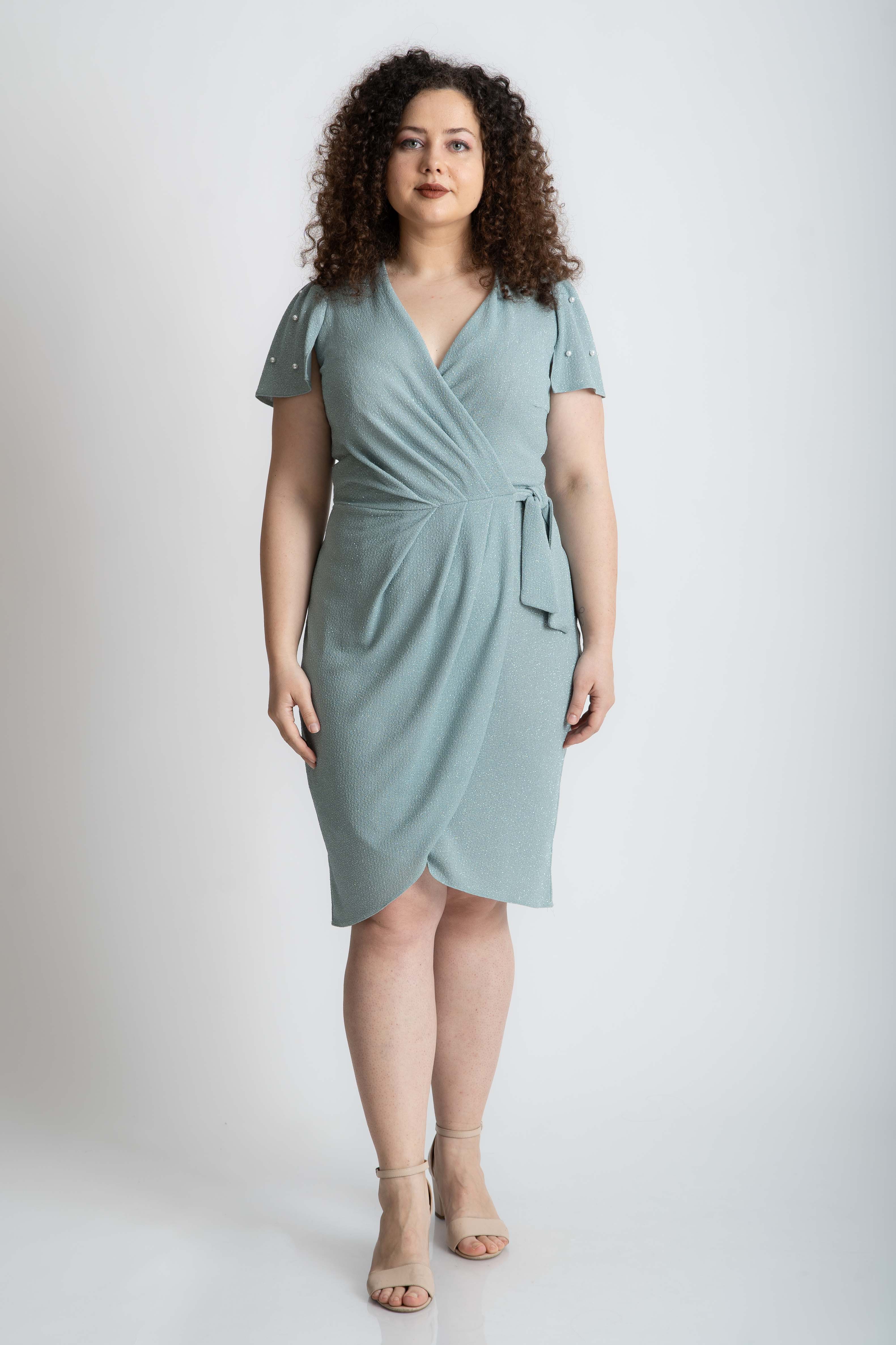 Rochie scurta cu perle, verde