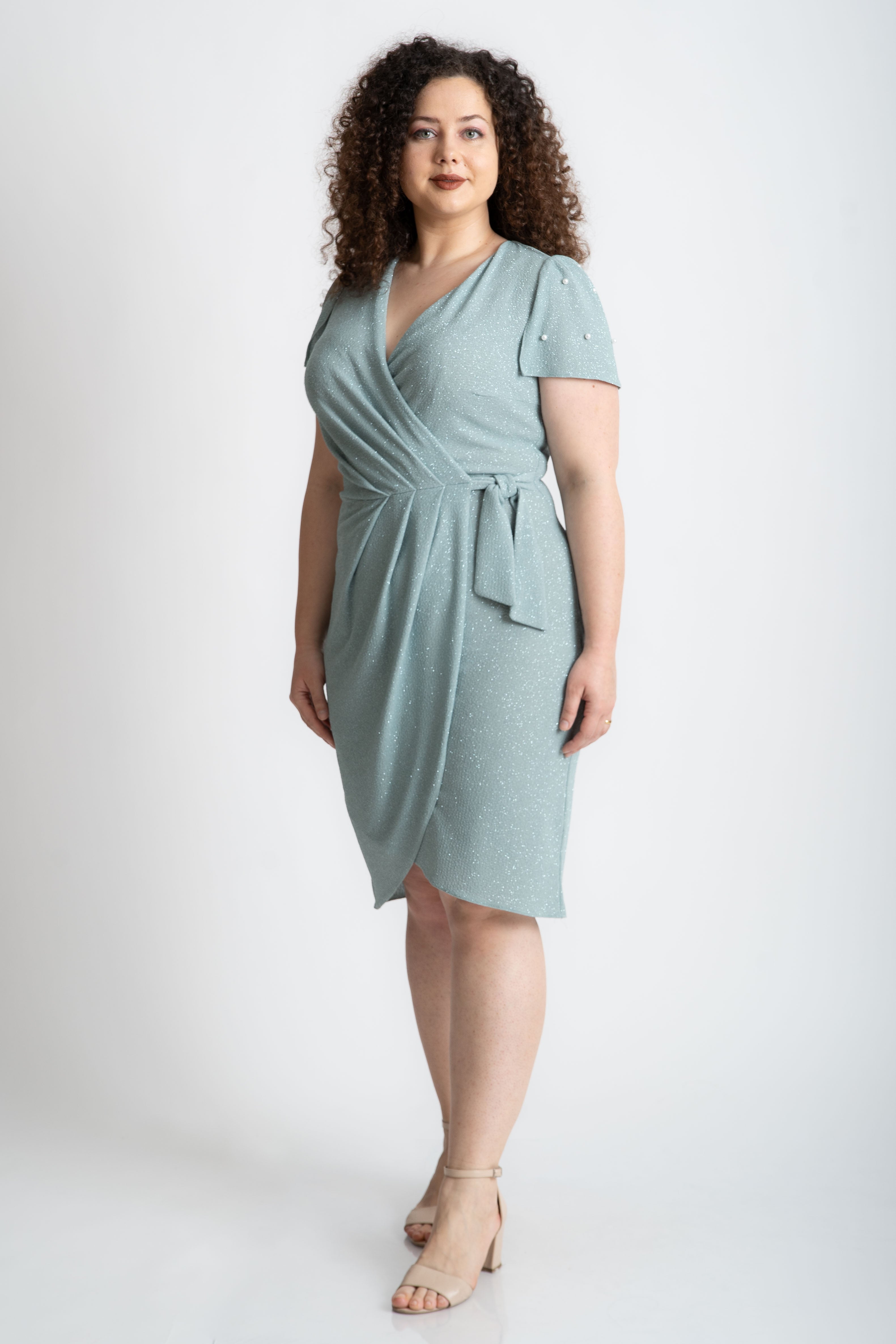 Rochie scurta cu perle, verde