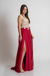 Rochie cusuta manual, roz