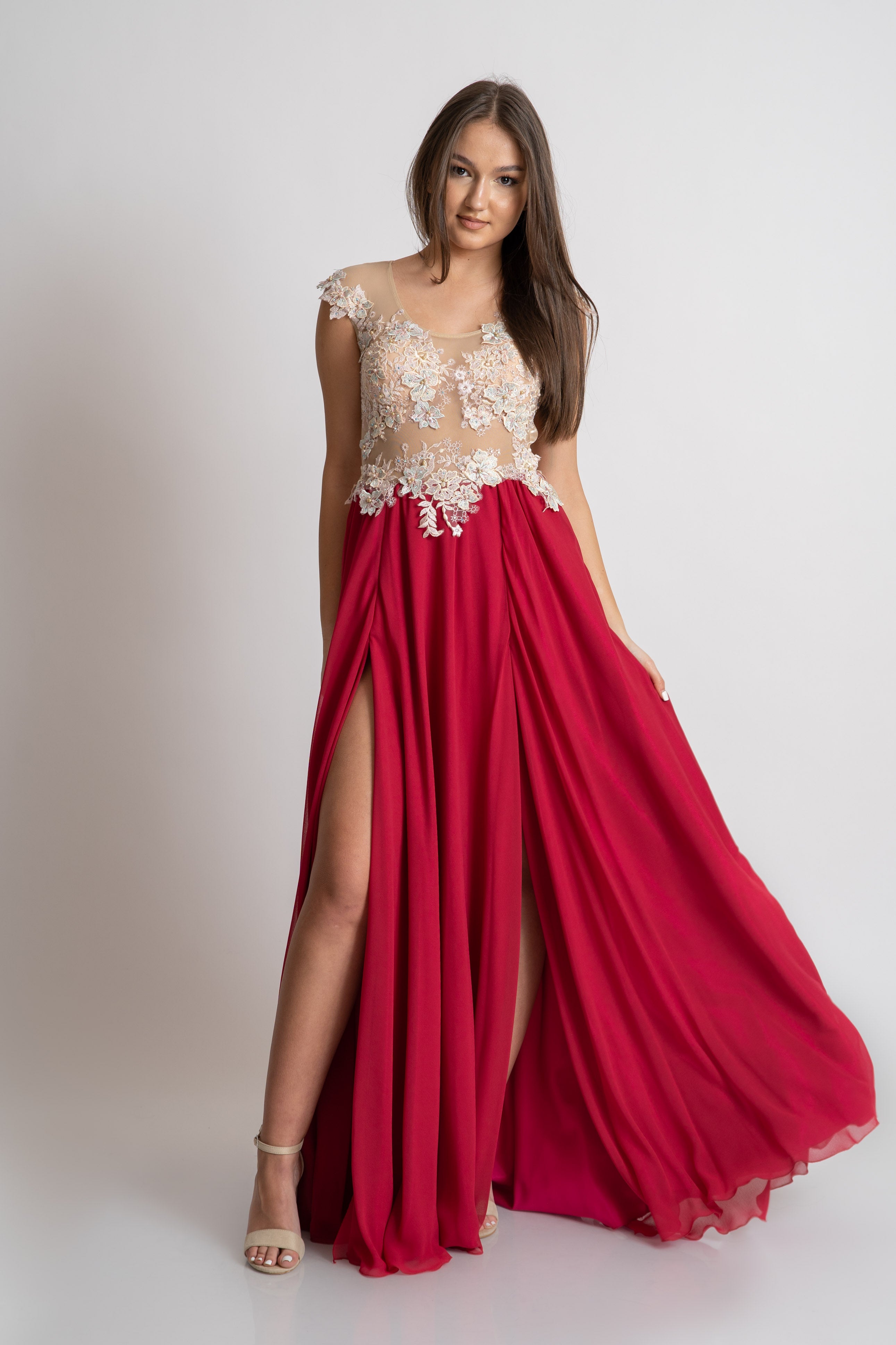Rochie cusuta manual, roz