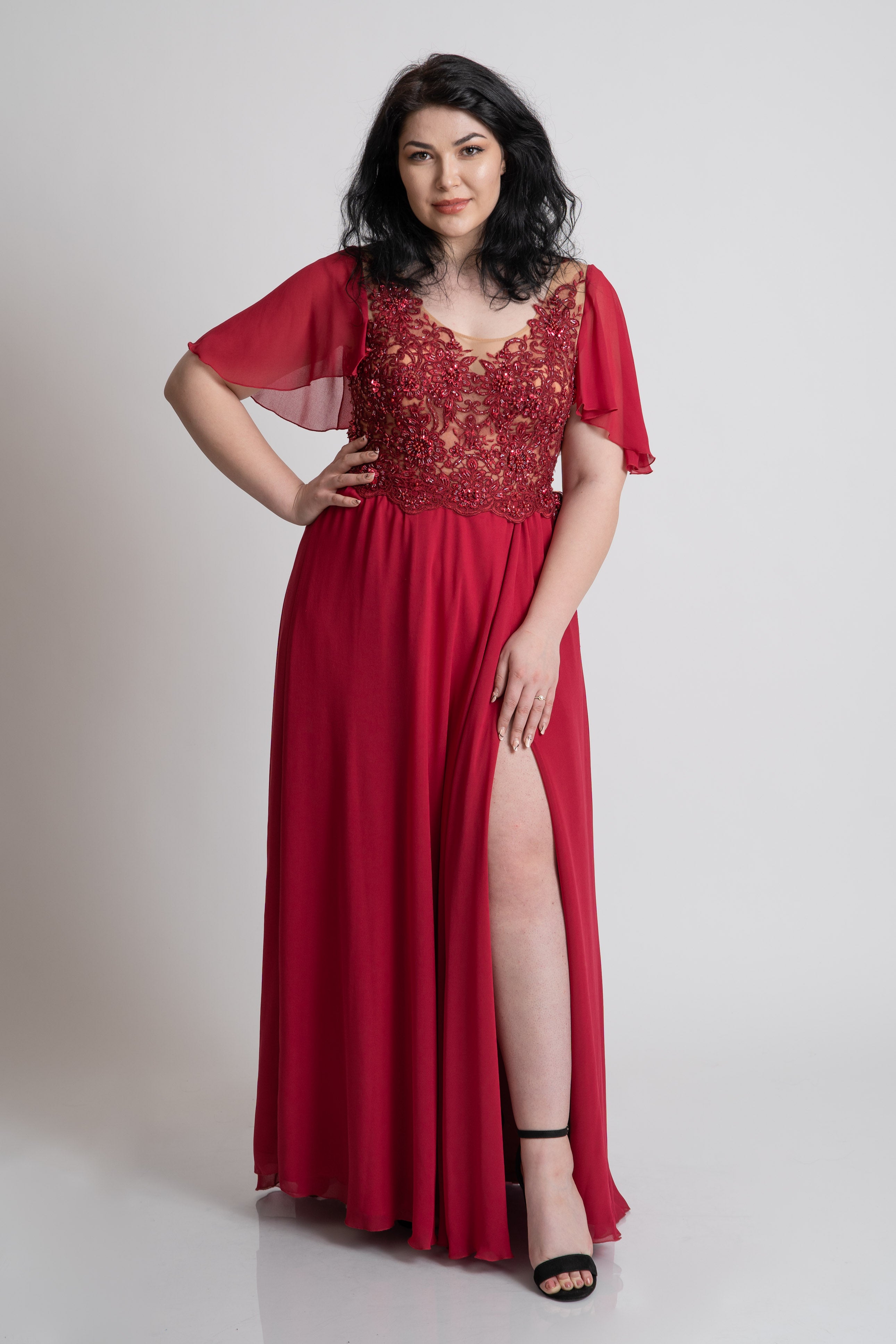 Rochie soacra mare rosie marimi mari