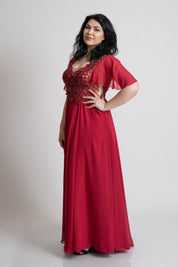 Rochie soacra mare rosie marimi mari