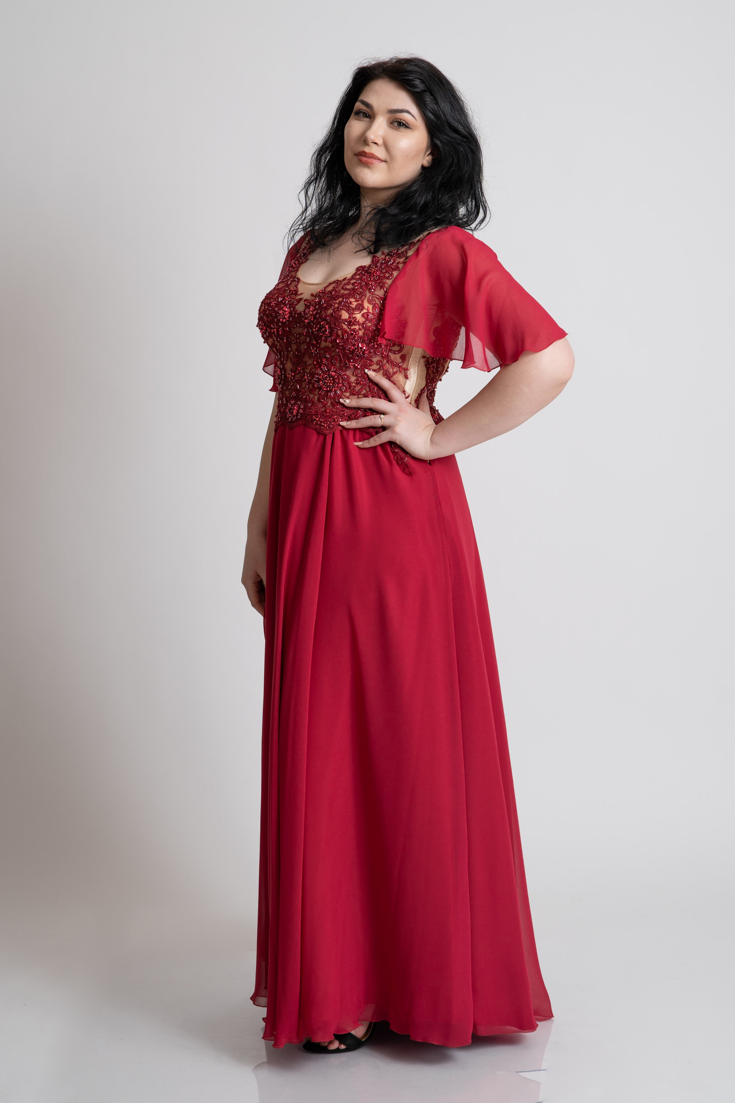 Rochie soacra mare rosie marimi mari