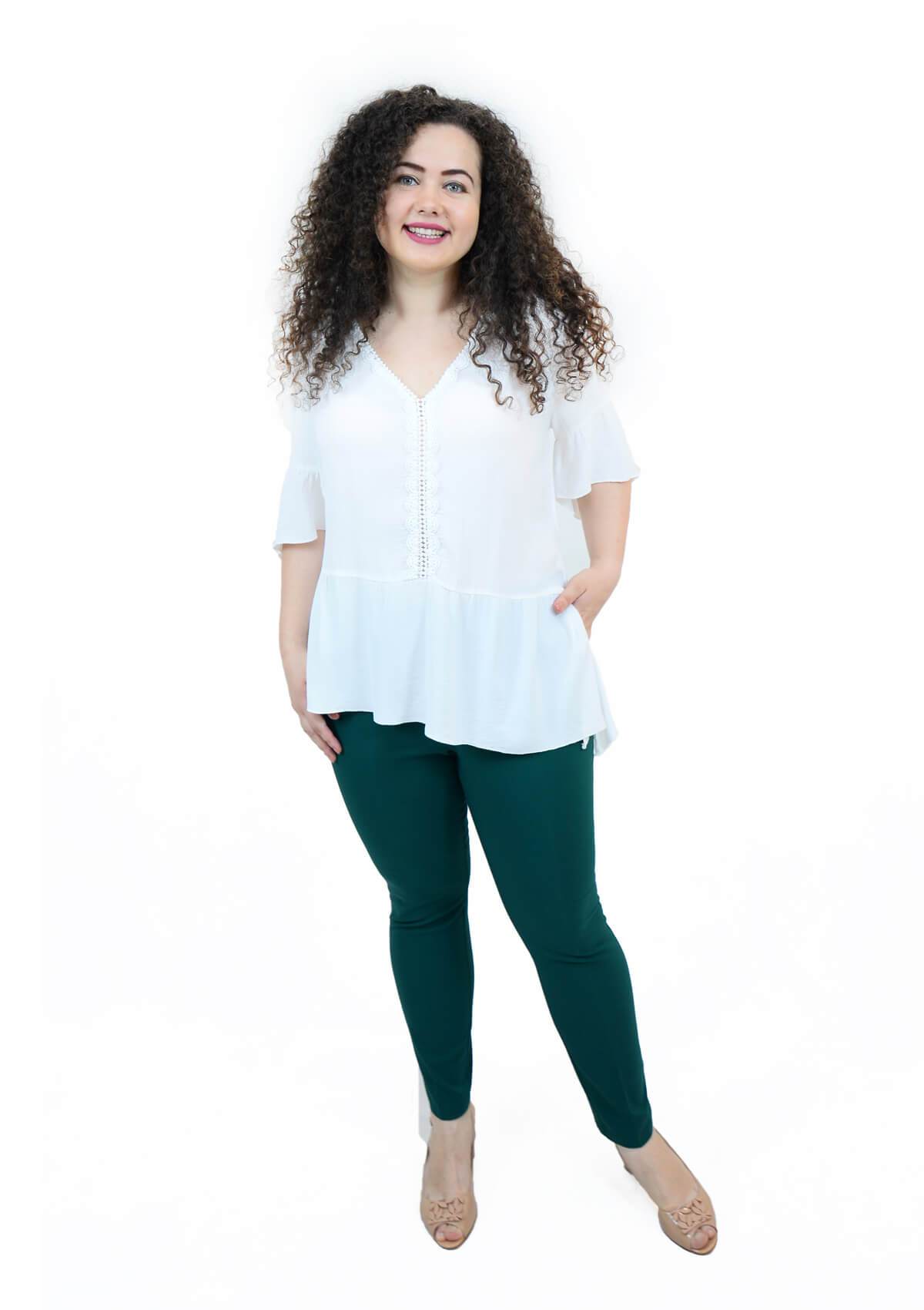 Bluza din viscoza cu dantela, alba Bluza B30018  #culori_alb