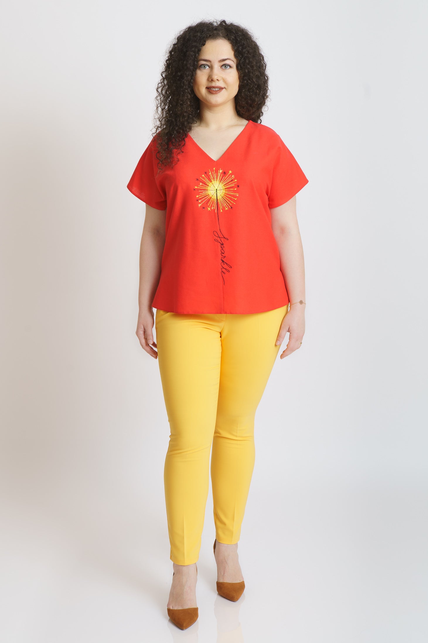 Bluza din in, oranj