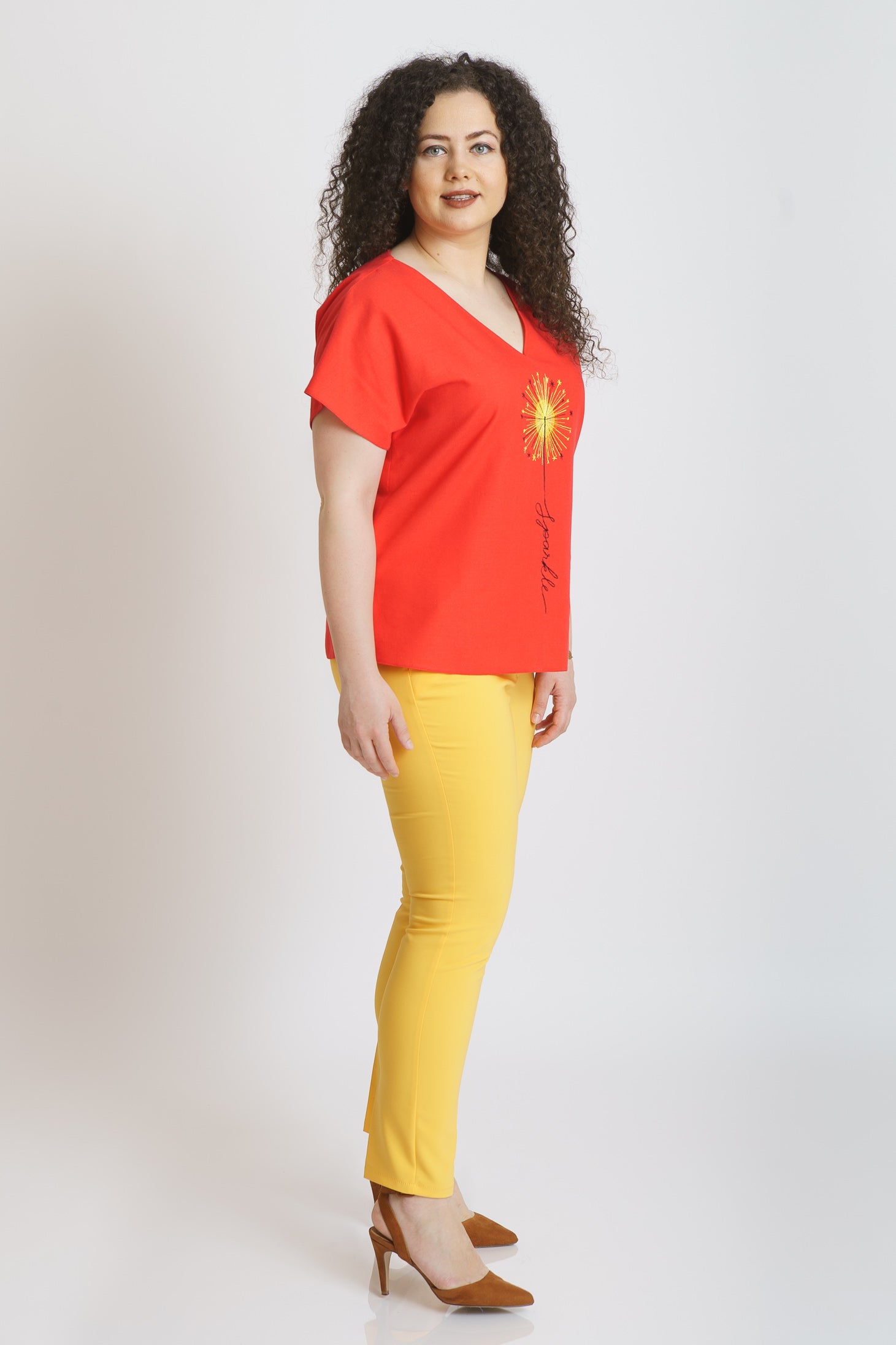 Bluza din in, oranj
