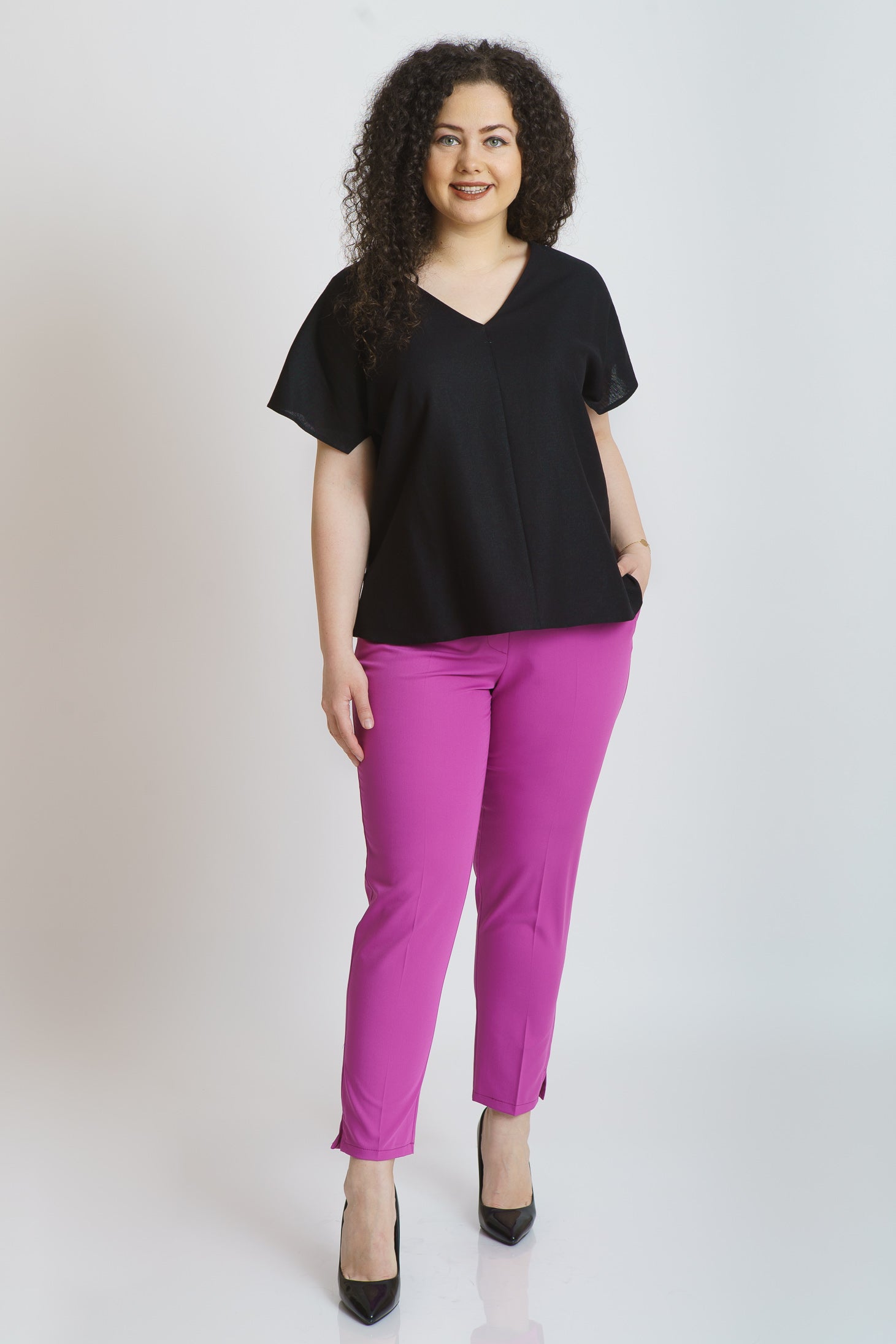 Bluza din in, neagra