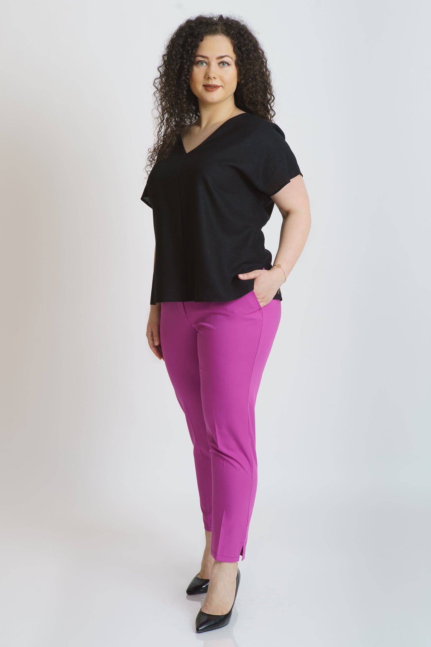 Bluza din in, neagra