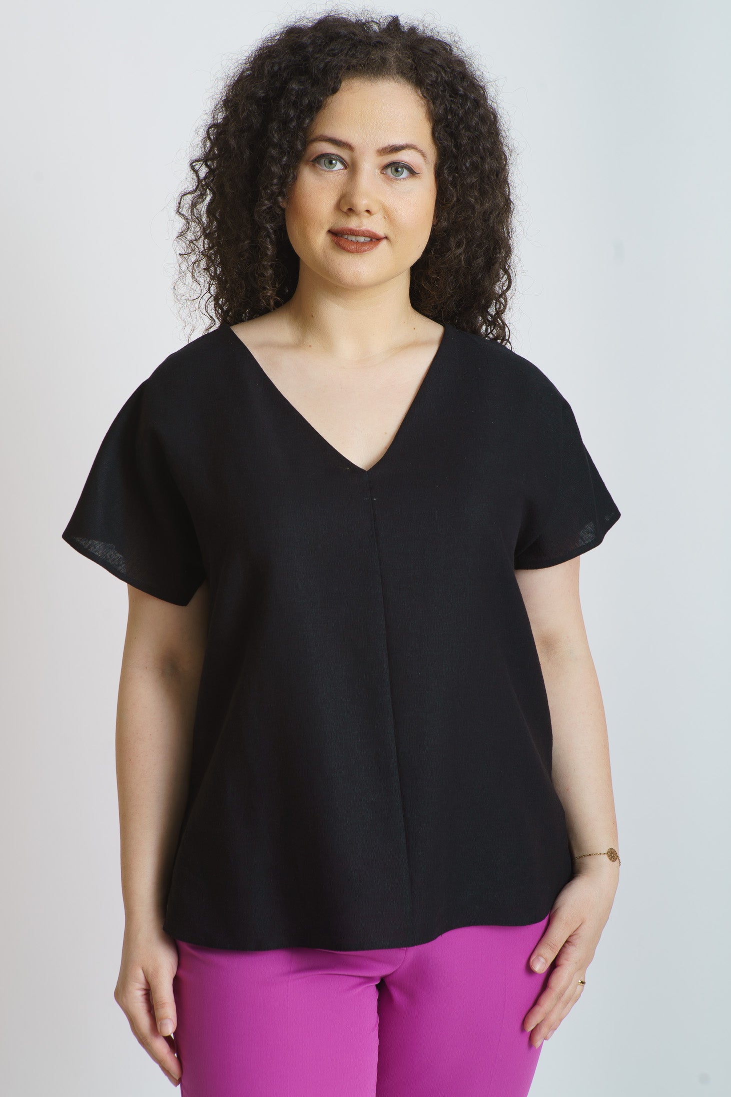 Bluza din in, neagra