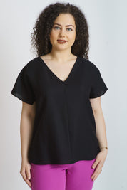 Bluza din in, neagra